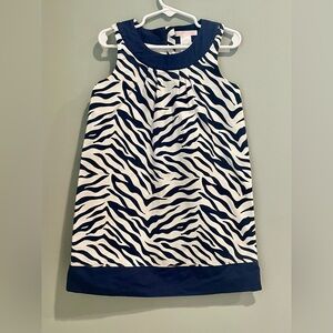 Janie and Jack Navy Zebra Print Sleeveless‎ Midi Dress Size 5